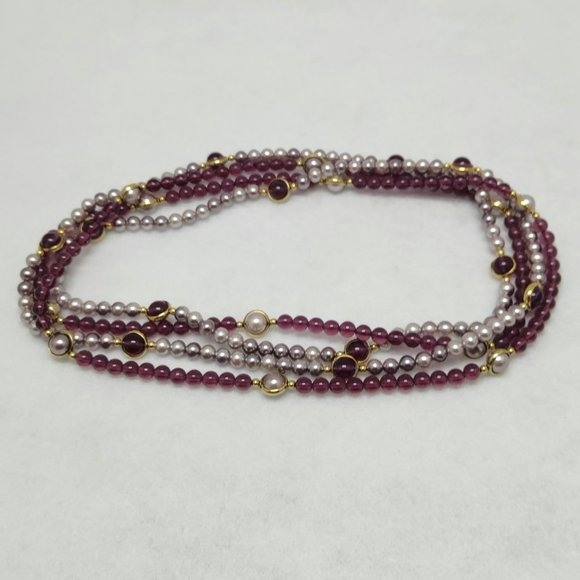 2 Purple Beaded Necklace #285 - Picture 5 of 12